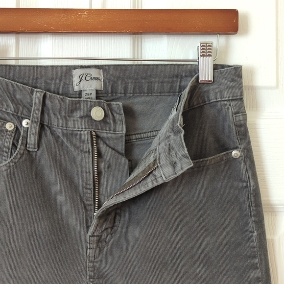 J. Crew Classic Pinwale Corduroy High Rise Vintage Slim Straight Pants Gray 28P - Picture 7 of 16
